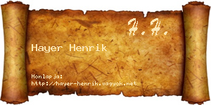 Hayer Henrik névjegykártya